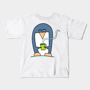 Penguin with coffee Kids T-Shirt